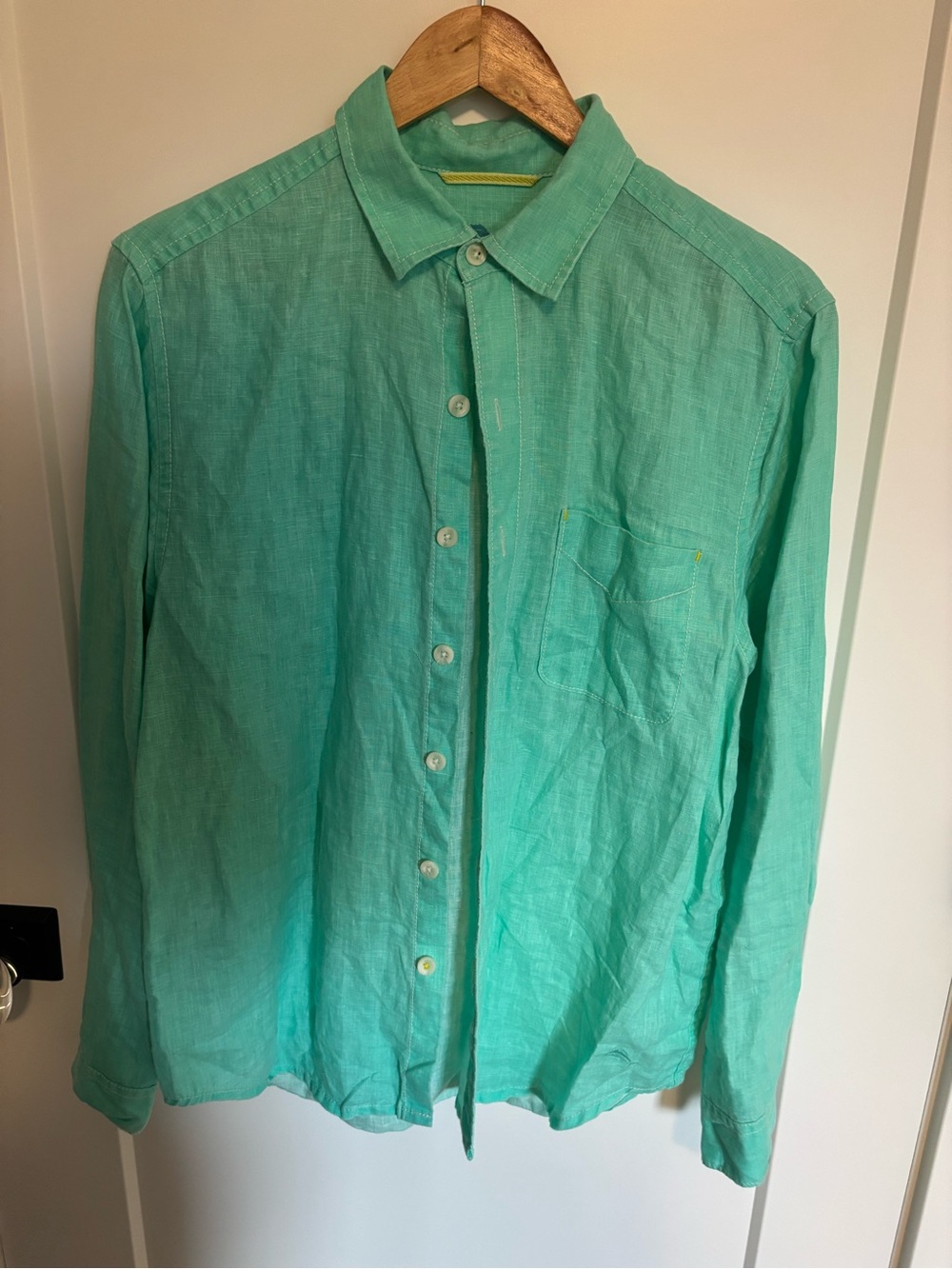 Tommy Bahama Teal Green Long Sleeve Linen Button-Down Shirt
